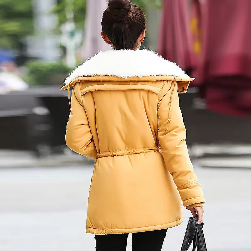 Women Winter Jackets Thicken Hooded Long down Jacket Women Coats Slim Fit Hair Collar Cotton-Padded Clothes Women down Coats